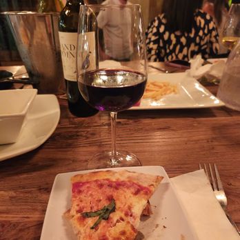 Simone on Sunset - Margarita pizza and glass of house cab - Wine Bars Near Me - Houston, Texas