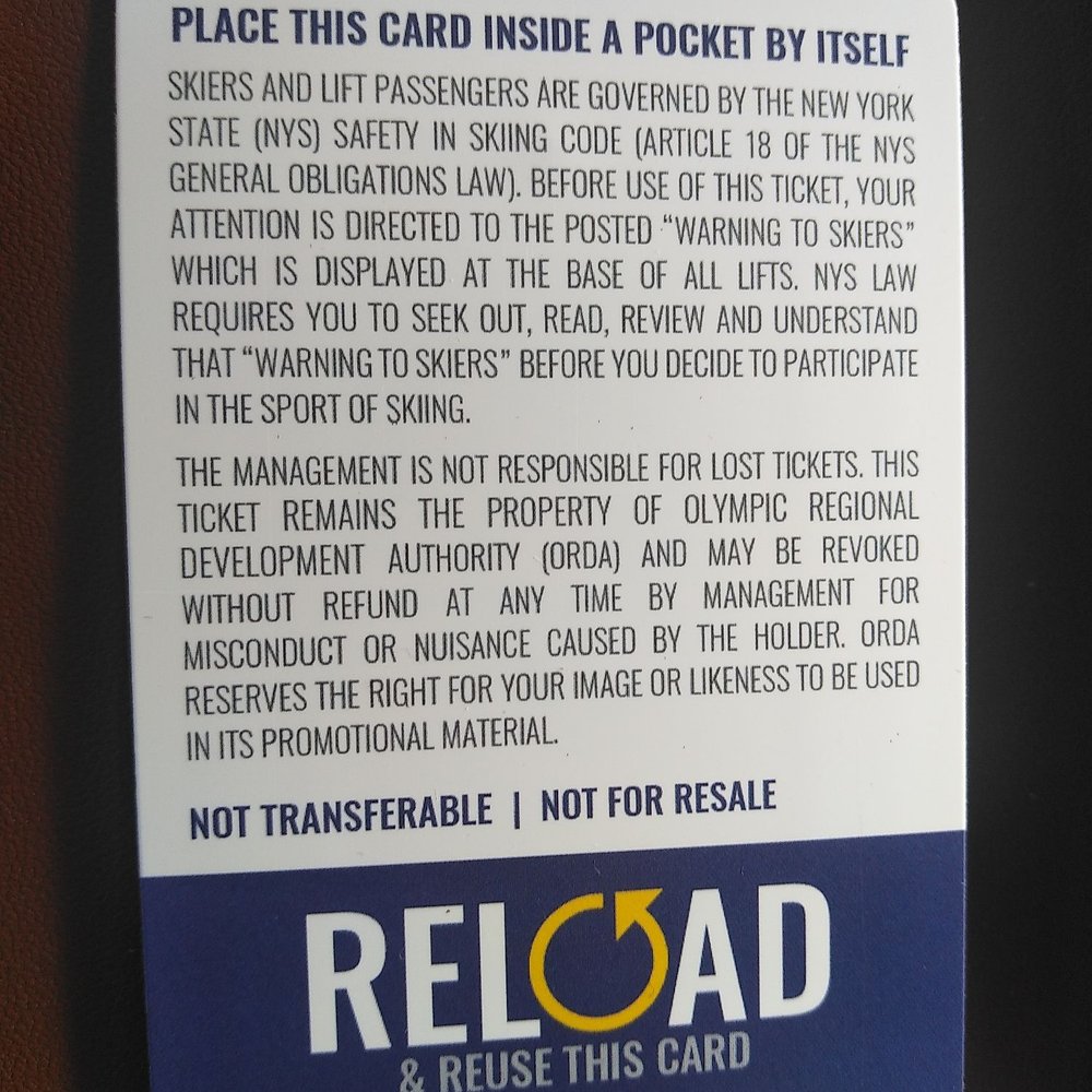 Skyline ride card Skyline ride card