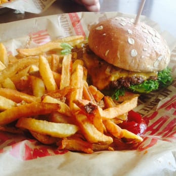 Epic Burger - Epic burger classic - junior with cheddar cheese, pickles, lettuce, tomato, grilled onion. And Fries :) - Burgers Near Me - Skokie, Illinois