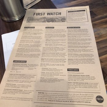 First Watch - Front of the menu - Breakfast & Brunch Near Me - Fairfax, Virginia First Watch - Front of the menu - Breakfast & Brunch Near Me - Fairfax, Virginia