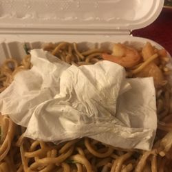 Badong Restaurant - Used tissue in Shrimp Lo Mein