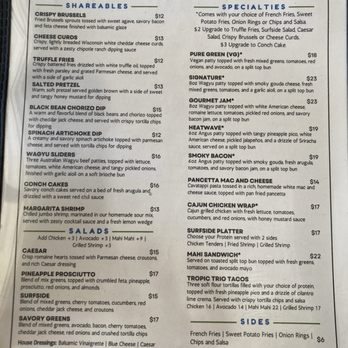 Surfside Kitchen - Menu side 1 - Pizza Near Me - St. Augustine, Florida