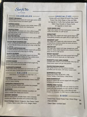 Menu photo 1 Surfside Kitchen St. Augustine, FL