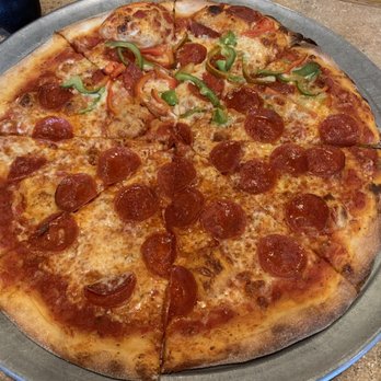 Italian Affair - Large pepperoni pizza with peppers on half - Italian Near Me - North Cape May, New Jersey Italian Affair - Large pepperoni pizza with peppers on half - Italian Near Me - North Cape May, New Jersey