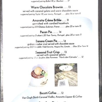 Cole's Chop House - Dessert Menu - Steakhouses Near Me - Napa, California