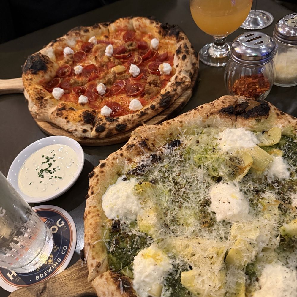 the legend & the pesto artichoke pizzas, homemade ranch, and pg passion sour beer the legend & the pesto artichoke pizzas, homemade ranch, and pg passion sour beer