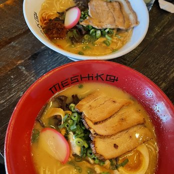 Meshikou - Shio Paitan Ramen & Fireball Paitan Ramen. Initially thought bowls weren't big, trust me, plenty of noodles packed in there. - Ramen Near Me - Columbus, Ohio
