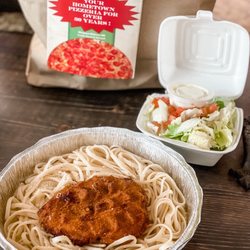 Avellino's Pizza - Linguine in garlic butter with fried chicken (side salad)