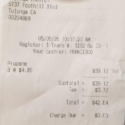 Chevron - Receipt for propane