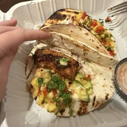 Thanks for my fish tacos...? Half piece of fish in each Thanks for my fish tacos...? Half piece of fish in each