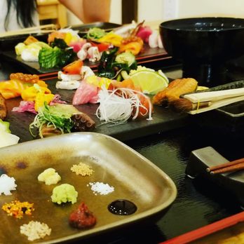 Ume Williamsburg - Omakase with condiments- ghost pepper salt in lower left was standout - Sushi Bars Near Me - Brooklyn, New York
