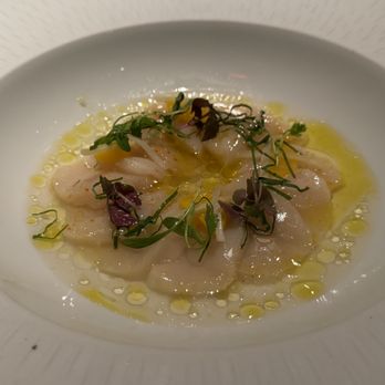 Le Bernardin - Scallop - Scallop Carpaccio; Pickled Vegetables Yuzu-Ginger Broth - French Near Me - New York, New York Le Bernardin - Scallop - Scallop Carpaccio; Pickled Vegetables Yuzu-Ginger Broth - French Near Me - New York, New York