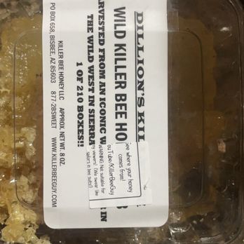 Killer Bee Wild Desert Honey - the label on the package - Specialty Food Near Me - Tombstone, Arizona