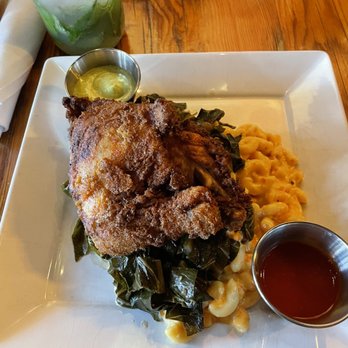 The Local - "River Oak Farms" Fried Chicken with mac & pimento cheese and collard greens - New American Near Me - Charlottesville, Virginia The Local - "River Oak Farms" Fried Chicken with mac & pimento cheese and collard greens - New American Near Me - Charlottesville, Virginia