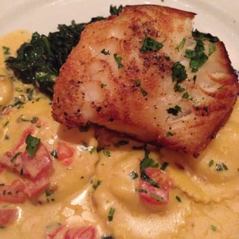 Atlantic Fish - Pan seared sea bass with lobster ravioli, fish cooked & seasoned to perfection!! 5! - Seafood Near Me - Boston, Massachusetts