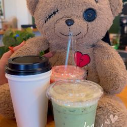 Teddy enjoying all the drinks