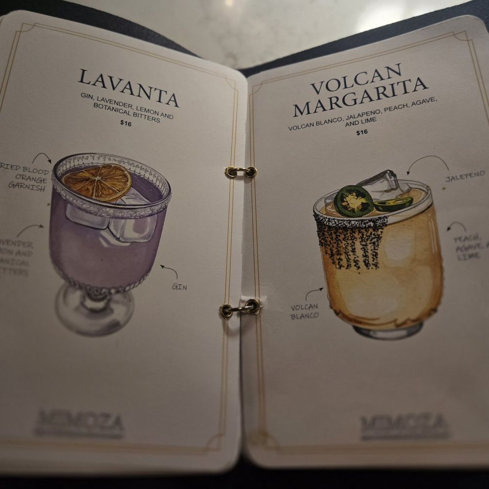 Cute cocktail menu with hand drawn art