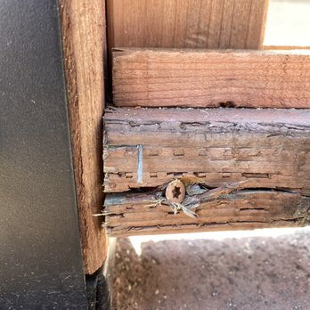 Cornerstone Landscaping & Maintenance - Wood is splitting because of the way they drilled in the screw. - Landscaping Near Me - Salinas, California