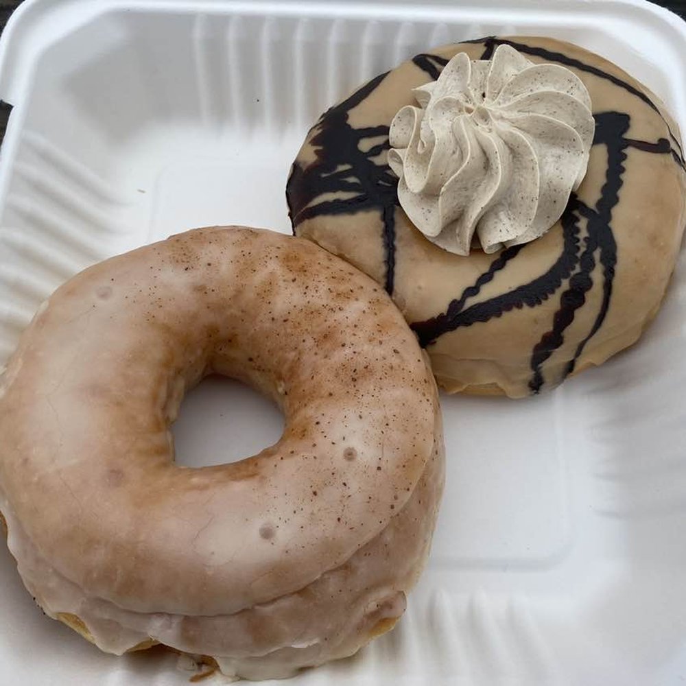 Espresso Creme & Cider Glazed donuts, at Ruckus Donuts in Rockland, ME. Espresso Creme & Cider Glazed donuts, at Ruckus Donuts in Rockland, ME.