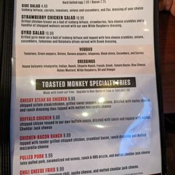 The Toasted Monkey - Menu
