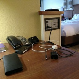 3 things to charge and 2 plugs. Choices choices choices. TV near plugs, but can't be seen from desk. 3 things to charge and 2 plugs. Choices choices choices. TV near plugs, but can't be seen from desk.