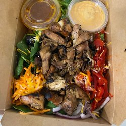Mixed greens with veggies & cheese plus Huli Huli Chicken