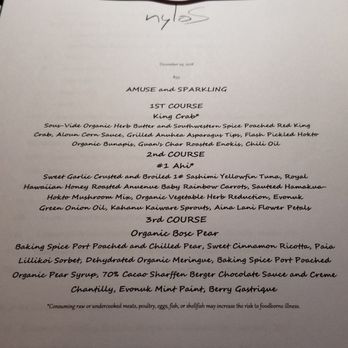 nyloS - NyloS three-course prix fixe menu that changes regularly. - New American Near Me - Paia, Hawaii nyloS - NyloS three-course prix fixe menu that changes regularly. - New American Near Me - Paia, Hawaii
