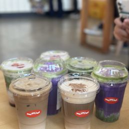 Saigon coffee, pumpkin vietnamese coffee, Salted cream matcha ube, matcha latte, strawberry matcha latte