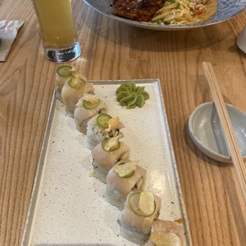 Plank Provisions - Yellowtail Serrano Roll* Blackened Chicken Linguini - Seafood Near Me - Fort Worth, Texas