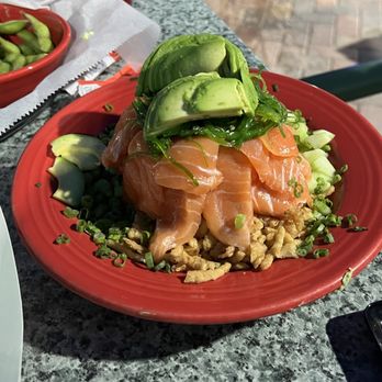 Sunset Grille & Raw Bar - Salmon poke bowl - Seafood Near Me - Marathon, Florida Sunset Grille & Raw Bar - Salmon poke bowl - Seafood Near Me - Marathon, Florida