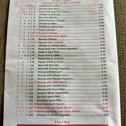 J C Chinese Restaurant - 2024 Menu