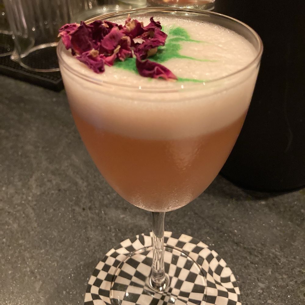 Equipment Room - Trees and Flowers -- Gunpowder Green Tea Ritual NA Gin, Lyre's Triple Sec, aquafaba, sakura syrup, Bonbuzz Slowburn, NA absinthe - Speakeasies Near Me - Austin, Texas Equipment Room - Trees and Flowers -- Gunpowder Green Tea Ritual NA Gin, Lyre's Triple Sec, aquafaba, sakura syrup, Bonbuzz Slowburn, NA absinthe - Speakeasies Near Me - Austin, Texas