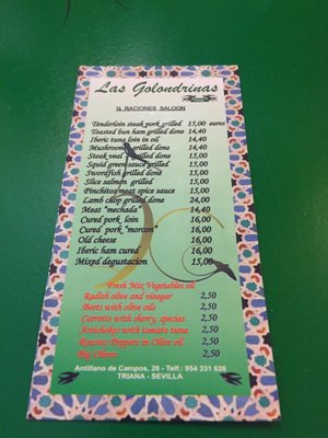 Menu photo 3 Las Golondrinas Seville, SE