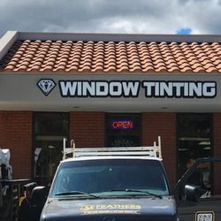 Feathers Signs, Printing & Wraps - Storefront Signage for Window Tinting in Valencia, CA. Feathers Signs, Printing & Wraps manufactures and installs channel letter signage.