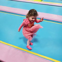 Fun In Trampoline Park - Even in her Princess dress she can enjoy her jumping!