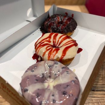 Duck Donuts - Peanut butter and jelly, blueberry lemonade, and create your own (blueberry glaze, Oreo crumbles, raspberry drizzle) - Donuts Near Me - Winston Salem, North Carolina
