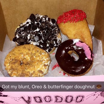Voodoo Doughnut - Dirt, maple blazer blunt, butterfinger & regular cake doughnut w chocolate frosting! - Donuts Near Me - Denver, Colorado Voodoo Doughnut - Dirt, maple blazer blunt, butterfinger & regular cake doughnut w chocolate frosting! - Donuts Near Me - Denver, Colorado