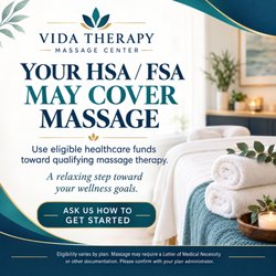 Vidatherapy Massage Center - Your HSA/FSA may cover qualifying massage therapy! ‍ Ask VidaTherapy Massage Center in Brookfield, WI, about your options!