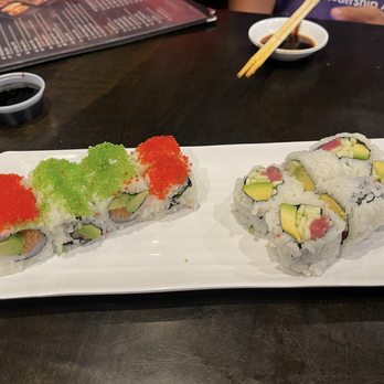 Sushi Heaven - Christmas roll on left and New York roll on right - Sushi Bars Near Me - Mechanicsburg, Pennsylvania Sushi Heaven - Christmas roll on left and New York roll on right - Sushi Bars Near Me - Mechanicsburg, Pennsylvania