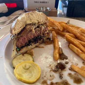 Granite Bistro - bistro burger fries and pickled squash/zucchini - New American Near Me - Olympic Valley, California Granite Bistro - bistro burger fries and pickled squash/zucchini - New American Near Me - Olympic Valley, California