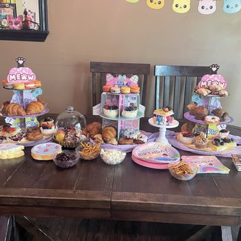 Tin Roof Bakery & Cafe - The "Afternoon Tea" and "Colorful Sweets" catered pastry platters. (Tin Roof Bakery did not supply the pretzels, cranberries, or popcorn.) - Bakeries Near Me - Chico, California