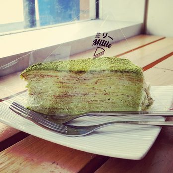 Millie Creperie - Green tea crepe cake - Creperies Near Me - Toronto, Ontario Millie Creperie - Green tea crepe cake - Creperies Near Me - Toronto, Ontario