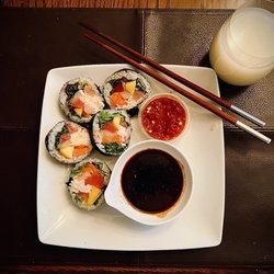 Ahoyama Restaurant - Caribbean Roll prepared Maki style with rice instead of rice paper. This is just half of the roll.