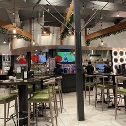Restaurant seating which differs in various areas.