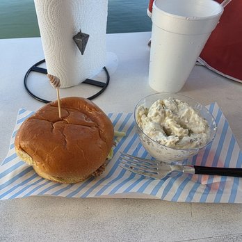 Docktails - Bbq sandwich added twice baked potato salad instead of chips for $3 .... so glad I did it was awesome - Barbeque Near Me - Virginia Beach, Virginia