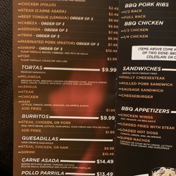 Tex-Mex Express BBQ & Taqueria - Mex Menu