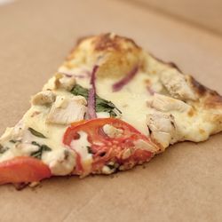 Your Pie Pizza - The GREAT WHITE PIZZA. Customized: remove feta, add tomato, onion, basil, chicken and fresh mozzarella