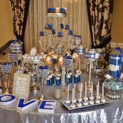 Florida Candy Buffets - Royal Blue and Silver made for a super elegant and sparkly candy buffet! Venue: Loews Don Cesar St. Pete Beach