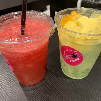 Frechuss - Left - forgot, probably strawberry. Right- dur-avo smoothie with durian ice cream - Desserts Near Me - Garden Grove, California Frechuss - Left - forgot, probably strawberry. Right- dur-avo smoothie with durian ice cream - Desserts Near Me - Garden Grove, California