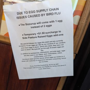 Side Piece Kitchen - Egg Shortage Sign - Bakeries Near Me - Tacoma, Washington Side Piece Kitchen - Egg Shortage Sign - Bakeries Near Me - Tacoma, Washington